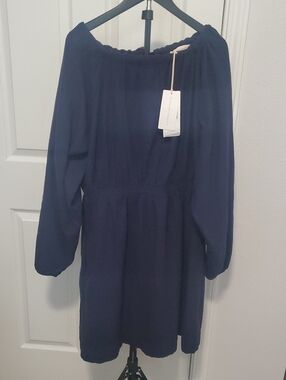NWT Beaumont Organic Ava-Jane Brushed Twill Dress Night Sky L Made In Portugal